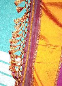Vibrant Silk Saree with Tassel Border