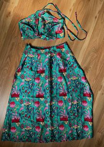 Vacation Co-ord Set, Halter Top +High Slit Skirt