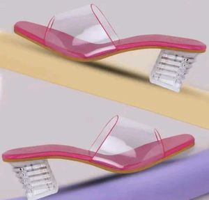 Pink Clear Heel Mules