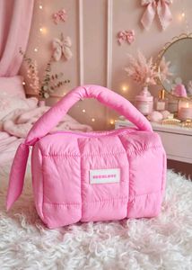 Pink Puffer Shoulder Bag