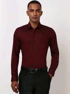 ZARA Original Superslim Fit Shirt Maroon