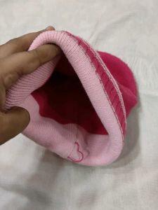 Cute Pink Beanie with Heart Detail