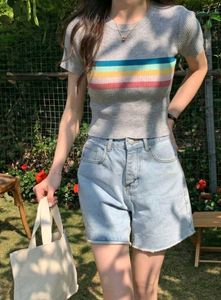 New with tag Korean Striped Knit Cropped Top