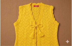 Yellow Knit Vest with Tassel Tie