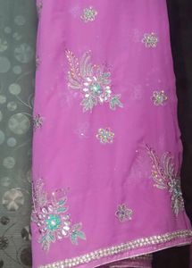 Embroidered Purple Saree