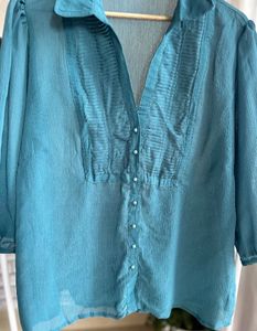 Teal Button-Down Top