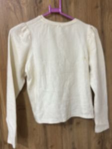 Cream Ribbed Twist Front Top