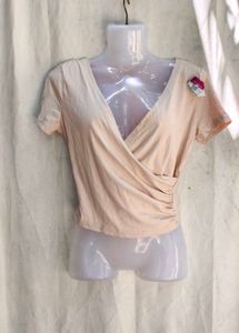 Ribbed V-Neck Wrap Crop Top