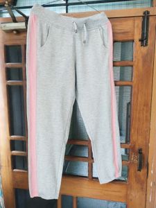Gray & Pink Stripe Sweatpants