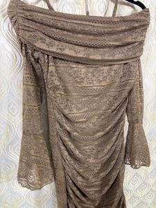 Off-Shoulder Lace fishtail Ruched Dress