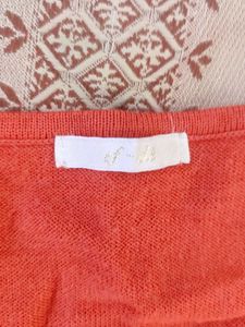 Coral Beaded Neckline Short Sleeve Top