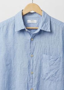 UNIQLO  Short Sleeve Linen Shirt - Blue