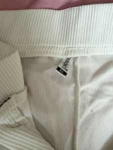 Cream Corduroy Wide Leg Pants