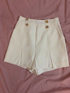 Chic White Shorts with Gold Button Detail