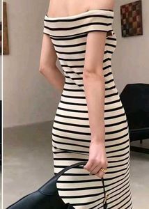 Chic Off-Shoulder Striped Maxi Dress