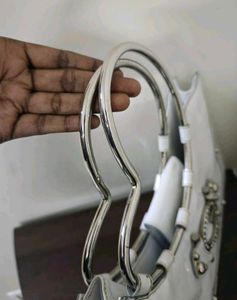 Guess White Patent Leather Handbag