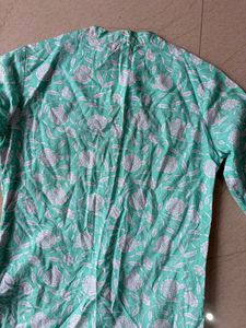 green floral cotton kurta