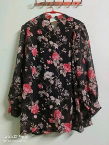 Elegant Black Floral Top for Women 🌹