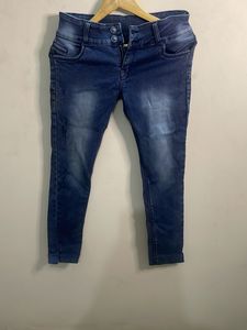 High-Waisted Blue Denim Jeans