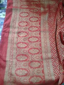Vibrant Red Banarasi Georgette Saree with Blouse