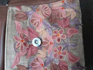Embroidered Suede &amp; Leather Handbag (kashmiri hand