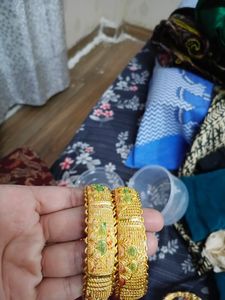 Gold Plated Bangles with lac fill inside