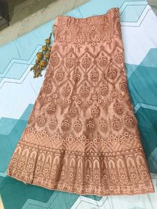 Peach Embroidered Lehenga Choli Set