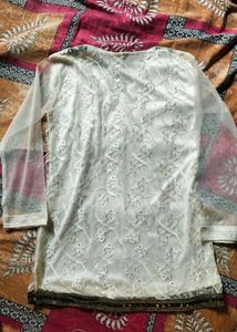 Beaded V-Neck White Lace Top.