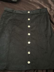 Black Button-Front Skirt