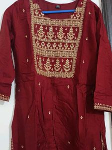 Maroon Embroidered Kurta sharara set