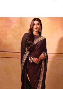 Elegant Dark Brown Saree