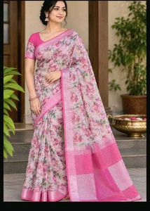 Vibrant Floral Print Saree