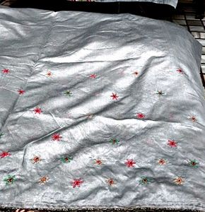 Elegant Silver Embroidered Saree not add blouse