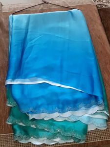 Stunning Ombre Blue Saree with Embellished Border