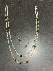 Elegant Pearl &amp; Gemstone Necklace Set