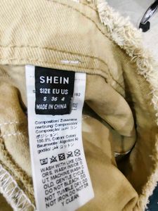 SHEIN Khaki Distressed Mini Skirt