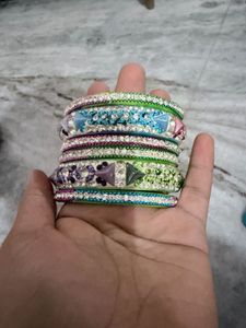 Vibrant Crystal Studded Bangles Set