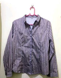 STRIPED GREY SHIRT FOR WOMEN