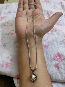 Two Silver Tone Necklaces - Heart &amp; Dolphin