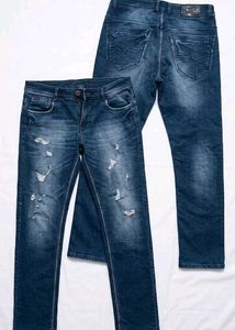 Men's Blue Distressed Jeans