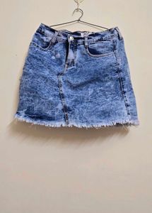 Acid Wash Denim Mini Skirt