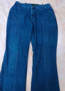 High-Waisted Wide Leg Blue Jeans