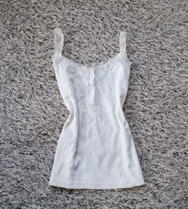 Cute White Lace Trim Cami Top