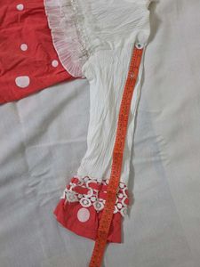 Girls Polka Dot Chinese Collar Dress with Belt