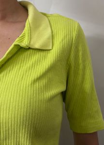 Lime Green Ribbed Polo T-Shirt