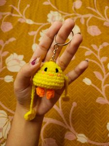 crochet Yellow Duck Keychain 🐥