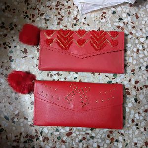 Red Embellished Wallets