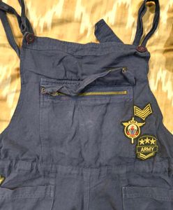 Navy blue cotton teen girls dungaree overalls