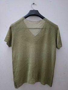 Olive Mesh boxy top
