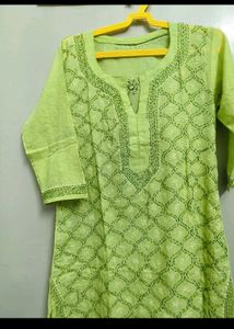 Lime Green Embroidered Kurti